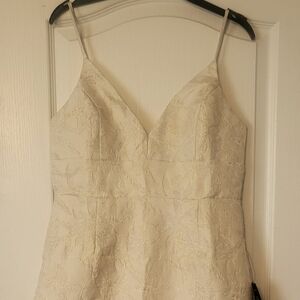 Lulus short cream and gold cocktail dress